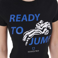 T-shirt Equestro en coton pour femme Ready to Jump Noir T-shirt Equestro en coton pour femme Ready to Jump Noir