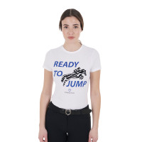 T-shirt Equestro en coton pour femme Ready to Jump Blanc T-shirt Equestro en coton pour femme Ready to Jump Blanc