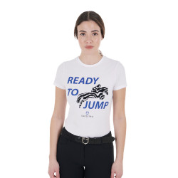 T-shirt Equestro en coton pour femme Ready to Jump Blanc
