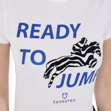 T-shirt Equestro en coton pour femme Ready to Jump Blanc