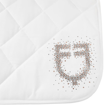 Tapis de selle de dressage Equestro logo en strass Blanc