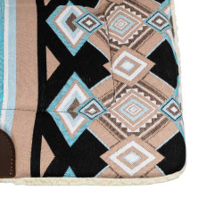Tapis de selle western avec rembourrage en laine synthétique Pool's Bleu clair / noir Multi-couleurs