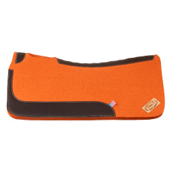 Tapis de selle western en feutre avec inserts en cuir 32"x32" Pool's Orange Tapis de selle western en feutre avec inserts en cuir 32"x32" Pool's Orange