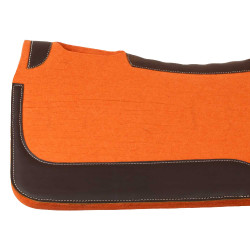 Tapis de selle western en feutre avec inserts en cuir 32"x32" Pool's Orange Tapis de selle western en feutre avec inserts en cuir 32"x32" Pool's Orange