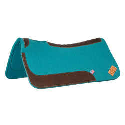 Tapis de selle western en feutre avec inserts en cuir 32"x32" Pool's Turquoise