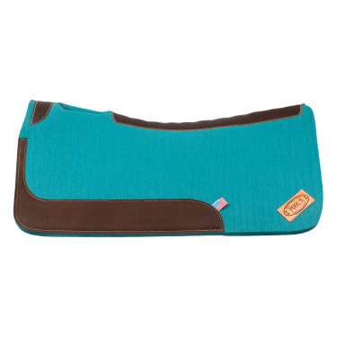 Tapis de selle western en feutre avec inserts en cuir 32"x32" Pool's Turquoise Tapis de selle western en feutre avec inserts en cuir 32"x32" Pool's Turquoise