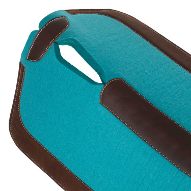 Tapis de selle western en feutre avec inserts en cuir 32"x32" Pool's Turquoise Tapis de selle western en feutre avec inserts en cuir 32"x32" Pool's Turquoise