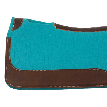 Tapis de selle western en feutre avec inserts en cuir 32"x32" Pool's Turquoise Tapis de selle western en feutre avec inserts en cuir 32"x32" Pool's Turquoise