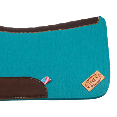 Tapis de selle western en feutre avec inserts en cuir 32"x32" Pool's Turquoise Tapis de selle western en feutre avec inserts en cuir 32"x32" Pool's Turquoise