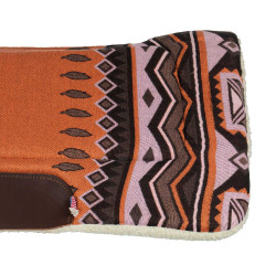 Tapis de selle western inserts en cuir et rembourrage en laine synthétique Pool's Orange / marron Tapis de selle western inserts en cuir et rembourrage en laine synthétique Pool's Orange / marron