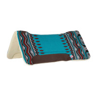 Tapis de selle western inserts en cuir et rembourrage en laine synthétique Pool's Bleu ciel / rouge Multi-couleurs