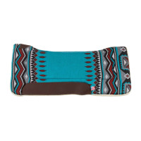 Tapis de selle western inserts en cuir et rembourrage en laine synthétique Pool's Bleu ciel / rouge Multi-couleurs