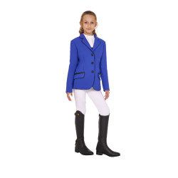 Veste de concours Equestro fille en tissu technique Bleu sodalite Veste de concours Equestro fille en tissu technique Bleu sodalite