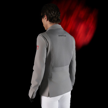 Veste de concours homme Equestro Ridertechnology avec coutures thermosoudées Oiseau moqueur Gris