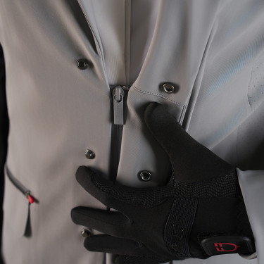 Veste de concours homme Equestro Ridertechnology avec coutures thermosoudées Oiseau moqueur Gris