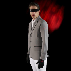 Veste de concours homme Equestro Ridertechnology avec coutures thermosoudées Oiseau moqueur Gris