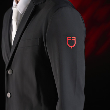 Veste de concours homme Equestro Ridertechnology avec coutures thermosoudées Noir