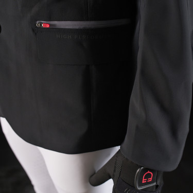Veste de concours homme Equestro Ridertechnology avec coutures thermosoudées Noir