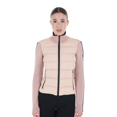 Veste Equestro femme en nylon et tricot avec fermeture éclair Rose cameo