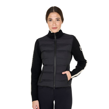 Veste Equestro femme en nylon et tricot avec fermeture éclair Veste Equestro femme en nylon et tricot avec fermeture éclair