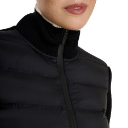 Veste Equestro femme en nylon et tricot avec fermeture éclair Noir