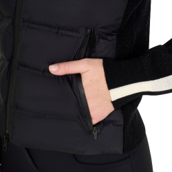 Veste Equestro femme en nylon et tricot avec fermeture éclair Noir