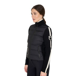 Veste Equestro femme en nylon et tricot avec fermeture éclair Noir