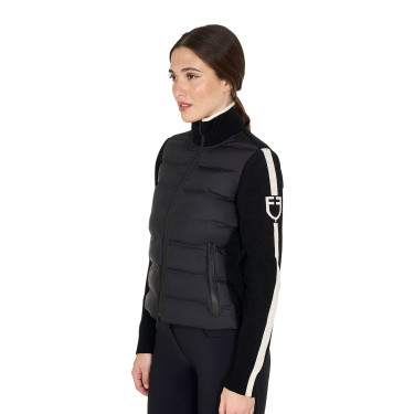 Veste Equestro femme en nylon et tricot avec fermeture éclair Veste Equestro femme en nylon et tricot avec fermeture éclair