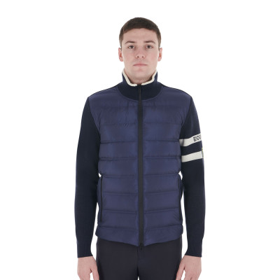 Veste Equestro homme en nylon et tricot avec zip Marine blazer