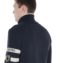 Veste Equestro homme en nylon et tricot avec zip Marine blazer Bleu marine Veste Equestro homme en nylon et tricot avec zip Marine blazer Bleu marine