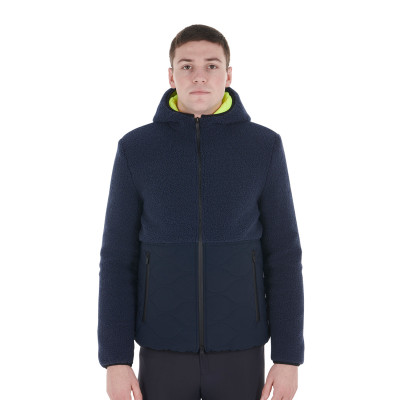 Veste imperméable homme avec inserts en tissu Teddy Equestro Marine blazer