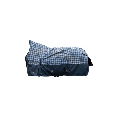 Couverture highneck HKM Glasgow 1200D 300g Bleu foncé / carreaux