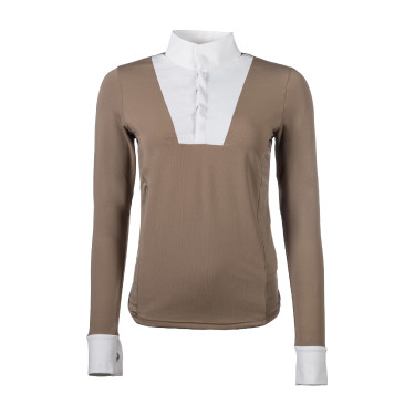 Polo de concours Virginia manches longues femme HKM Taupe Marron Polo de concours Virginia manches longues femme HKM Taupe Marron