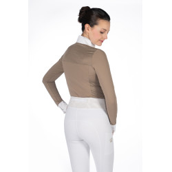 Polo de concours Virginia manches longues femme HKM Taupe Marron Polo de concours Virginia manches longues femme HKM Taupe Marron