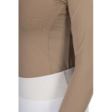 Polo de concours Virginia manches longues femme HKM Taupe Marron Polo de concours Virginia manches longues femme HKM Taupe Marron