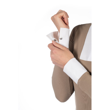 Polo de concours Virginia manches longues femme HKM Taupe Marron Polo de concours Virginia manches longues femme HKM Taupe Marron