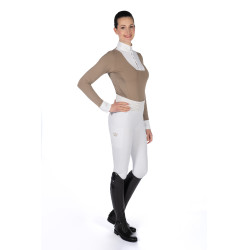 Polo de concours Virginia manches longues femme HKM Taupe Marron Polo de concours Virginia manches longues femme HKM Taupe Marron