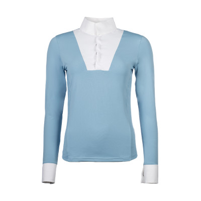 Polo de concours Virginia manches longues femme HKM Bleu glacier