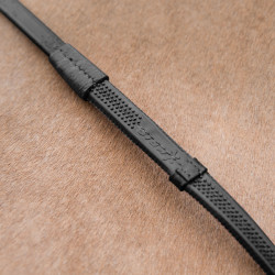 Rênes caoutchouc Fine Prise Horze avec arrêtoirs Noir Rênes caoutchouc Fine Prise Horze avec arrêtoirs Noir