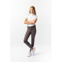 Pantalon d'équitation thermique full grip Horze Rhea enfant poches arrière Faucon brun Marron