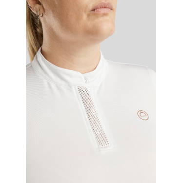 Polo Montar Briella manches longues crystal Rose gold Curve femme Blanc