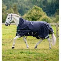 Couverture Horseware d'extérieur Rambo Wug 0g 1000D Marine / vert chasseur / argent