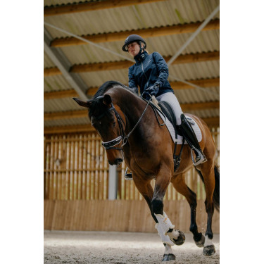 Bridon Dy'on collection dressage cuir plat Muserolle Combinée Large Vernie Doublure Blanche Bridon Dy'on collection dressage cuir plat Muserolle Combinée Large Vernie Doublure Blanche