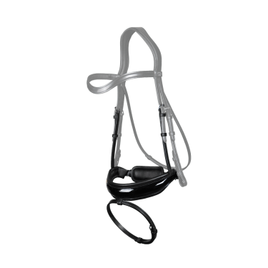 Muserolle Dy'on dressage cuir plat Combinée Large Fermeture Pull Back Vernie Muserolle Dy'on dressage cuir plat Combinée Large Fermeture Pull Back Vernie