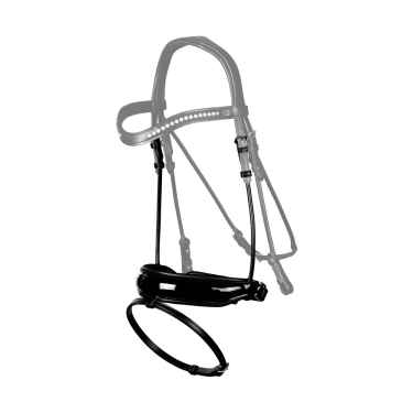 Muserolle Dy'on dressage cuir rond Combinée Large Fermeture Pull Back Vernie Muserolle Dy'on dressage cuir rond Combinée Large Fermeture Pull Back Vernie