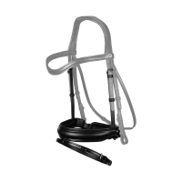 Muserolle Dy'on collection dressage cuir plat Combinée Moyenne Avec Fermeture Pull Back Mat Noir