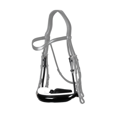 Muserolle Dy'on collection dressage cuir plat Large Vernie Avec Doublure Blanche Muserolle Dy'on collection dressage cuir plat Large Vernie Avec Doublure Blanche