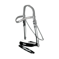Muserolle Dy'on collection dressage cuir rond Combinée Large à réglage allemand Verni avec rembourrage blanc et noseband Noir / 