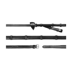 Rênes Dy'on New English collection A Alliances Caoutchouc 1/2" Avec 7 Arretoirs Noir Rênes Dy'on New English collection A Alliances Caoutchouc 1/2" Avec 7 Arretoirs Noir