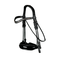 Bride Dy'on Muserolle Large Vernie collection dressage cuir rond Noir Bride Dy'on Muserolle Large Vernie collection dressage cuir rond Noir